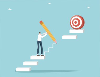 İşletme hedeflerine sıkı çalışma, motivasyon ve büyük başarı için azim, iş ve kariyer büyümesinde mükemmele ulaşmak için yaratıcı stratejiler yoluyla ulaşan insan, dartlar tahtasına adım atıyor..