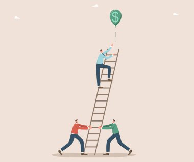 Gelir ve maaş artışı için takım çalışması, mali ve ekonomik istikrar için işbirliği, artan yatırımlar veya tasarruflar, artan para birimi değeri, merdivendeki adam dolar balonu yakalamaya çalışıyor.