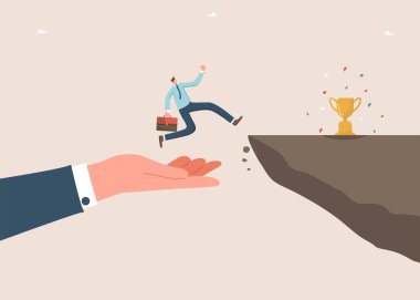 Bir hedefe ulaşmanın, engelleri aşmanın, ödül ya da ikramiye almanın, büyük başarı ya da yüksek sonuç için liderlik becerilerinin öncülüğünde büyük bir el, bir adamın kupayı almasına yardımcı olur..