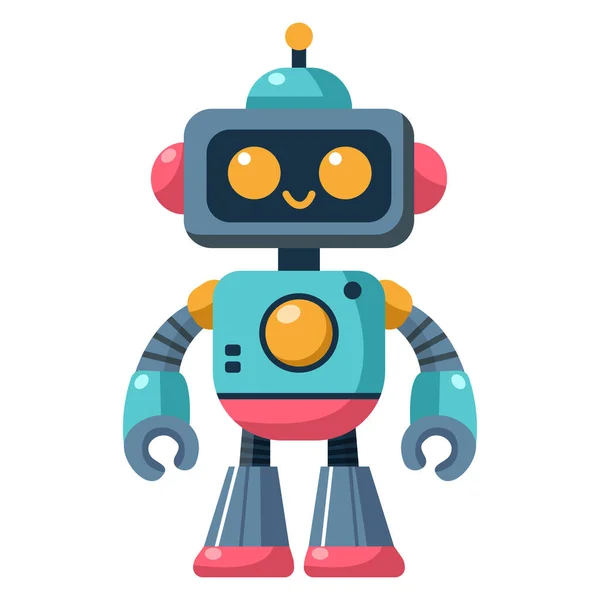 Alegre Divertido Robot Dibujos Animados Para Niños Lindo Cyborg Bot — Archivo Imágenes Vectoriales