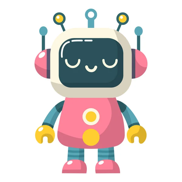Veselý Zábavný Kreslený Dětský Robot Roztomilý Kyborg Futuristický Moderní Bot — Stockový vektor