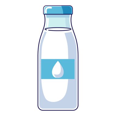 Bir şişe süt. Süt ürünü şişede. Basit düz tasarım vektör çizimi. Ulusal süt ürünleri ayı ve Dünya Süt Günü için bir şişe süt..