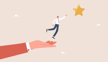 Hedefe, yüksek sonuçlara, engelleri aşma arzusuna ve motivasyonuna ulaşma ve yeni fırsatlar için önderlik ödüllerine, yeni fırsatlar için liderliğe, yıldız için büyük el atlayışlarına sahip bir adama ulaşma yolunda yardım ya da akıl hocalığı.