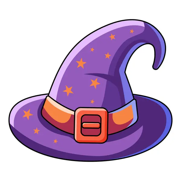 Purple Wizard Hat Cartoon Magic Witch Hat Wizard Cap Halloween — Stock Vector