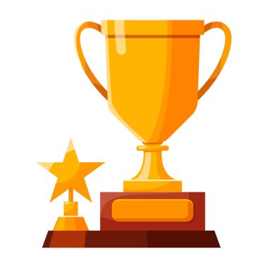 Winners cup, gold award for first place. Champions trophy, golden goblet. 1st prize reward icon. Shiny champions cup for championships. Symbol of victory in a sporting event, competition. clipart