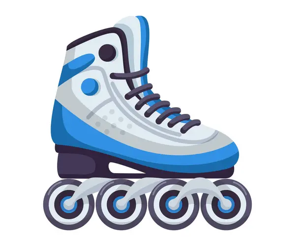 現代的な設計ローラーのスケート 車輪子供スポーツシューズのシンプルな漫画ベクターイラスト 白い背景に隔離されたスポーツまたはカジュアルなインラインスケート スポーツアドレナリンゲームのためのスケートローラー — ストックベクタ