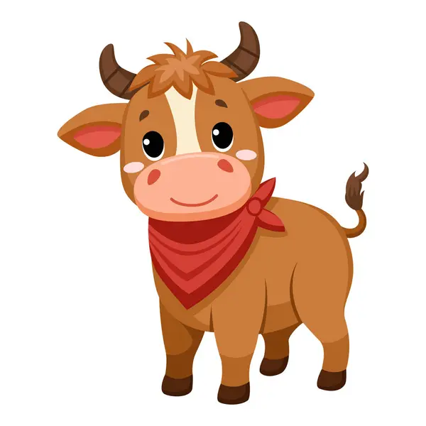 Cute Funny Bull Happy Little Calf Ute Farm Animal Isolated — Stock Vector