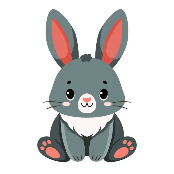 Niedliches Kaninchen Tier Für Tapeten Kinderkleidung Und Spielzeug Flache Vektordarstellung — Stockvektor