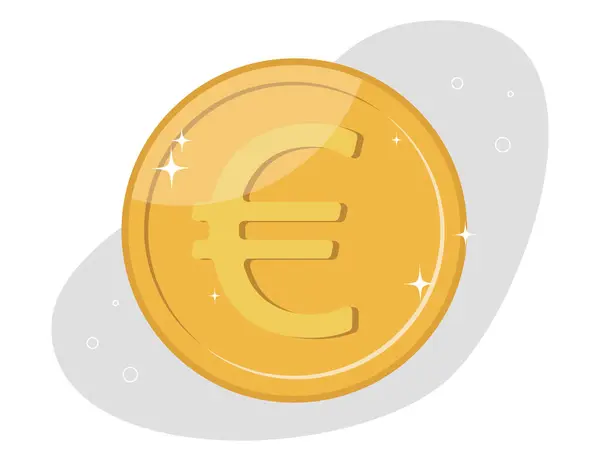 Illustration Vectorielle Une Grande Pièce Euros Style Plat Salaire Finances — Image vectorielle