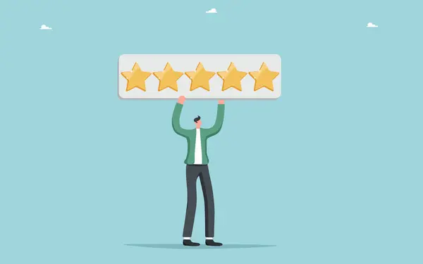 Customer Feedback Product Service Quality Five Star Rating Positive Service — Stock Vector