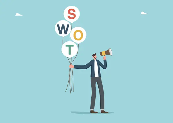 Swot Analysis Leadership Setting Achieving Smart Goals Swot Analysis Identify — Stock Vector