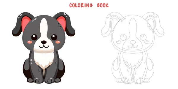Libro Para Colorear Perro Lindo Sonrisa Garabato Amigo Mascota Página — Archivo Imágenes Vectoriales