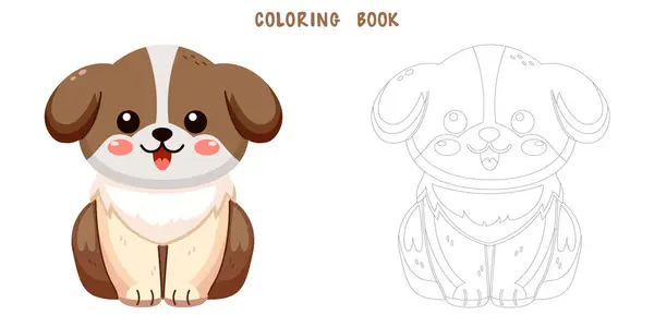 Libro Colorare Cane Carino Sorriso Amico Animale Domestico Scarabocchio Disegno Vettoriale Stock