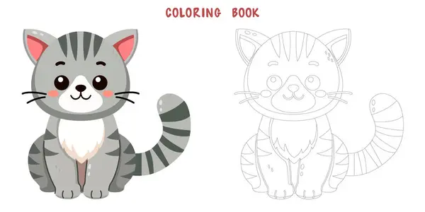 Libro Colorare Gatto Carino Sorriso Amico Animale Domestico Scarabocchio Disegno Illustrazioni Stock Royalty Free