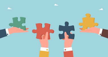 Görevleri başarıyla tamamlamak için çalışma, işbirliği ve ortaklık, iş amaçlarına ulaşmak için beyin fırtınası, takım motivasyonu ve performansı, ellerin bulmacalarda bükülmesi