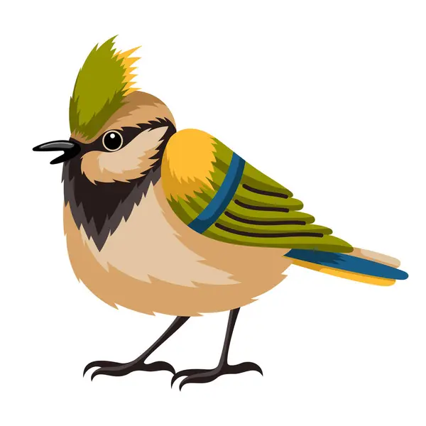 Allegro Uccello Primaverile Volante Uccello Dei Cartoni Animati Isolato Sfondo Grafiche Vettoriali