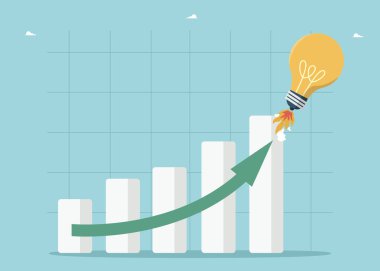 Gelir ve maaşları artırmak için yaratıcılık veya beyin fırtınası, finansal büyüme ve ekonominin gelişmesi için yaratıcı yöntemler, başarılı bir girişim başlatılması, ampulün roket gibi fırlatılması.