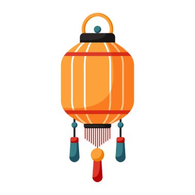 Japon ya da Çin feneri. Çin Yeni Yılı, Sonbahar Festivali ortası geçmişi. Düz minimalist geometrik tasarım. Ulusal Japonya, Çin ve Asya 'nın temsilci el çizimi.