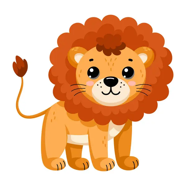 stock vector Cute African wild lion in scandinavian style isolated on white background. Vector cartoon illustration for the design of textiles, posters, clothes.