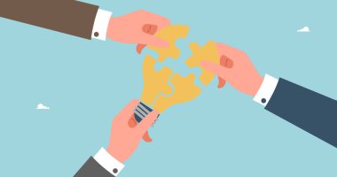 Takım bulmaca gibi ampulü bir araya getiriyor.