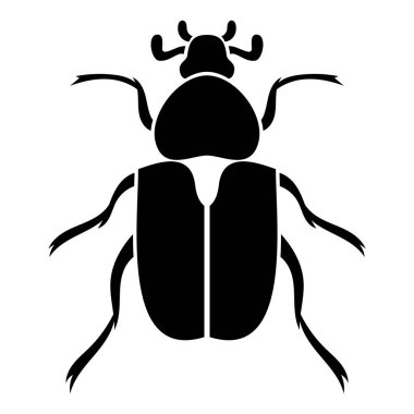 Vector black silhouette of bug isolated on white background. Doodle insect. Nature and biodiversity insect specie. Simple illustration of beetle icon for web.