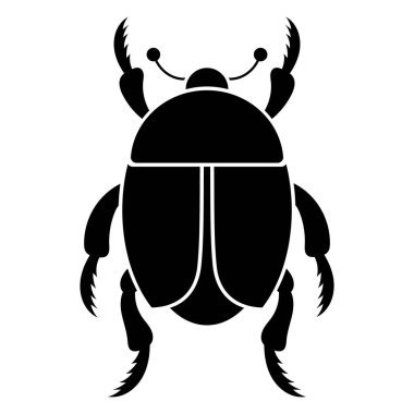 Vector black silhouette of bug isolated on white background. Doodle insect. Nature and biodiversity insect specie. Simple illustration of beetle icon for web.