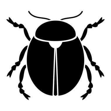 Vector black silhouette of bug isolated on white background. Doodle insect. Nature and biodiversity insect specie. Simple illustration of beetle icon for web.