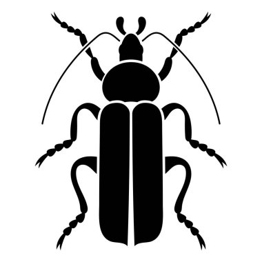 Vector black silhouette of bug isolated on white background. Doodle insect. Nature and biodiversity insect specie. Simple illustration of beetle icon for web.