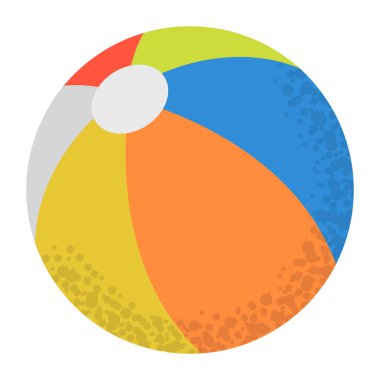 Plaj şişme top ikonu. Yaz elementi, ekipman, spor, açık hava aktivitesi. Takım oyunu için spor çemberi objesi. Vektör illüstrasyonu beyaz arkaplanda izole edildi.