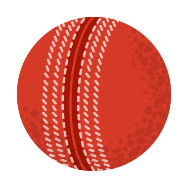 Kriket topu ikonu. Kriket ekipmanları, spor, açık hava aktiviteleri. Takım oyunu için spor çemberi objesi. Boş zaman ve hobiler. Vektör illüstrasyonu beyaz arkaplanda izole edildi.