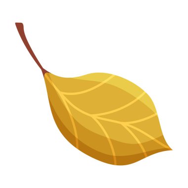 Sonbahar renginde renkli bir yaprak. Düşen yapraklar. Renkli sonbahar yaprağı desen, bayrak, çıkartma. Merhaba sonbahar. Beyaz arkaplanda düz vektör illüstrasyonu.