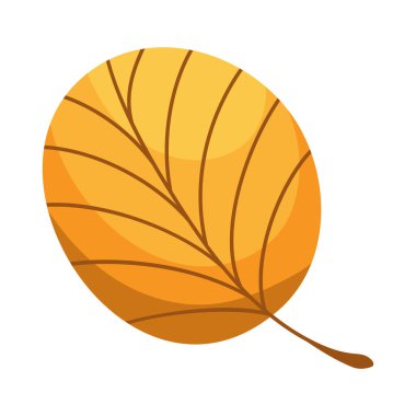 Sonbahar renginde renkli bir yaprak. Düşen yapraklar. Renkli sonbahar yaprağı desen, bayrak, çıkartma. Merhaba sonbahar. Beyaz arkaplanda düz vektör illüstrasyonu.