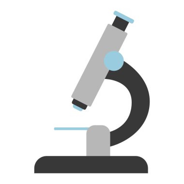 Mikroskop. Okul malzemeleri. Vektör illüstrasyonu, beyaz arka planda eğitim, okul ve üniversite için izole edildi. Okul konseptine dönelim..