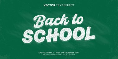 Okula Dönüş Karalama Harfleri Biçimi Düzenlenebilir Metin Efekti Yeşil Tahta Özgeçmiş Vektörü