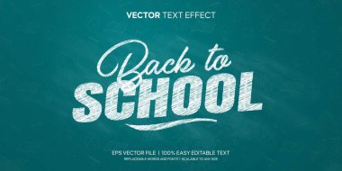 Okula Dönüş Tebeşir Metni Efekti Mavi Çember Tahtası Düzenlenebilir Metin Efekti Biçimsel Şablon Vektörü