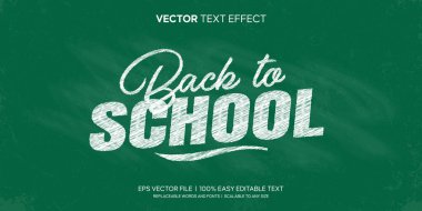 Okula Dönüş Tebeşir Metni Efekti Yeşil Tahta Düzenlenebilir Metin Şablonu Premium Vektörü