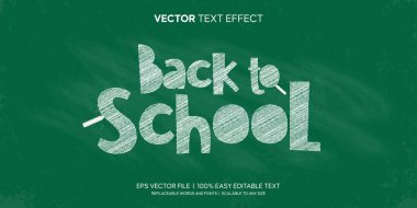 Yeşil tahta düzenlenebilir metin efekti premium vektörü üzerinde okula tebeşir metni