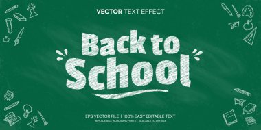 Yeşil karatahta arkaplan premium vektörü üzerinde Okul Düzenlenebilir metin efektine geri dön