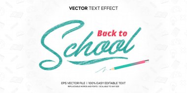 Okula Dönüş Harf Renkli Kalem Düzenlenebilir Metin Efekti Kıvrımlı Özgeçmiş Vektörü