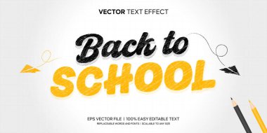 Okula dönüş karalama stili kalem çizimi düzenlenebilir metin efekti beyaz tahta üzerinde