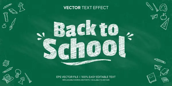 Yeşil karatahta arkaplan premium vektörü üzerinde Okul Düzenlenebilir metin efektine geri dön