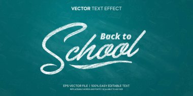 Okula Dönüş Harflerin Düzenlenebilir Metin Efekti Mavi Çember Arka plan Premium Vektörü