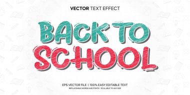 Okul İşaretçisi Doodle Kalem Biçimi Düzenlenebilir Metin Efekti Premium Vektörü