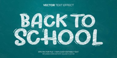 Okula Dönüş Metin Efekti Mavi Çember üzerinde Çizgi Roman Biçimli Vektörle Düzenlenebilir