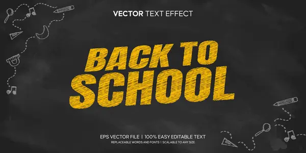 Siyah halka tahtası arka planında basit elle çizilmiş ögelerle Okula geri dön