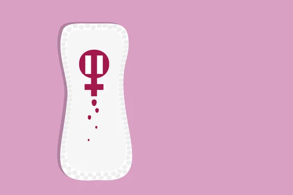 有女性符号的月经垫 月经周期概念 — 图库矢量图片