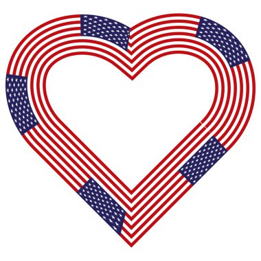 Amerikan bayrağı kalp şeklinde, kalp çerçevesi, vatanseverlik kavramı
