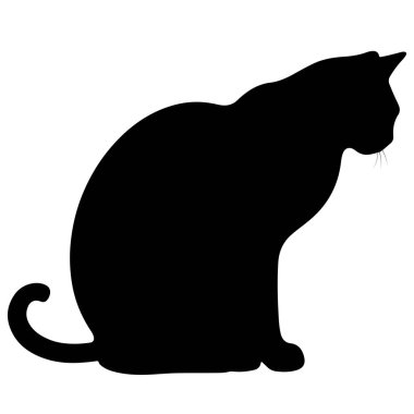 Zarif Kara Kedi Silüeti, Minimalist Vektör İllüstrasyonu