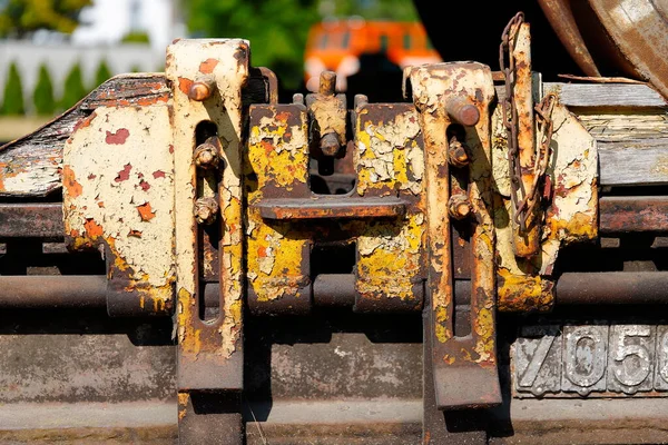 Gelb Lackiertes Teil Eines Eisenbahnwaggons — Stockfoto