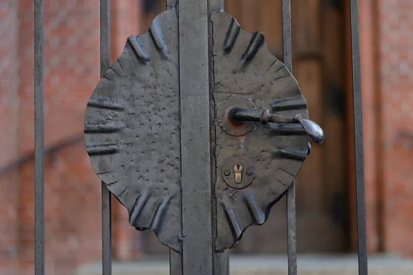 Metal Black Door Handle Gate — Stock Photo, Image